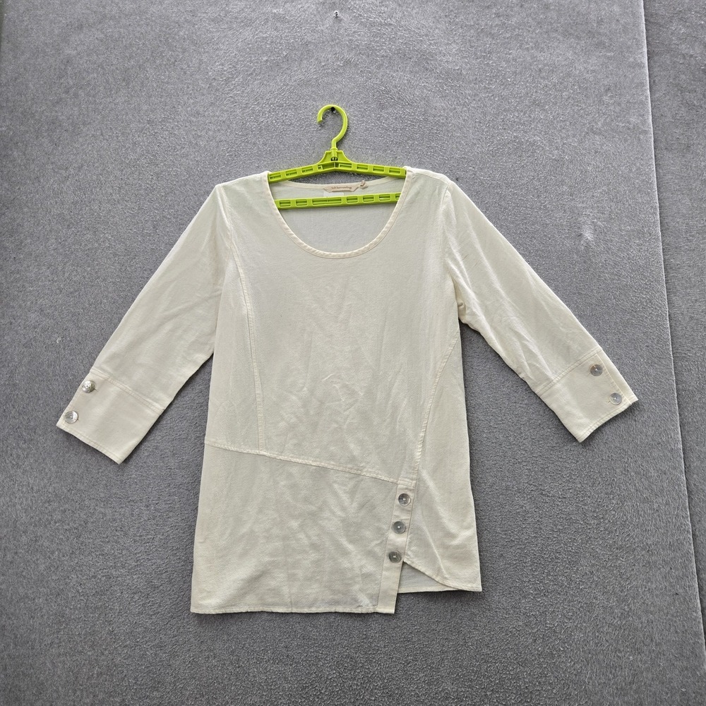 Soft Surroundings Women Blouse M Cream Tunic Coastal Beach READ